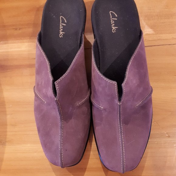 Clark's Mules - Genuine Suede - Size 7 - Purple - Picture 1 of 3